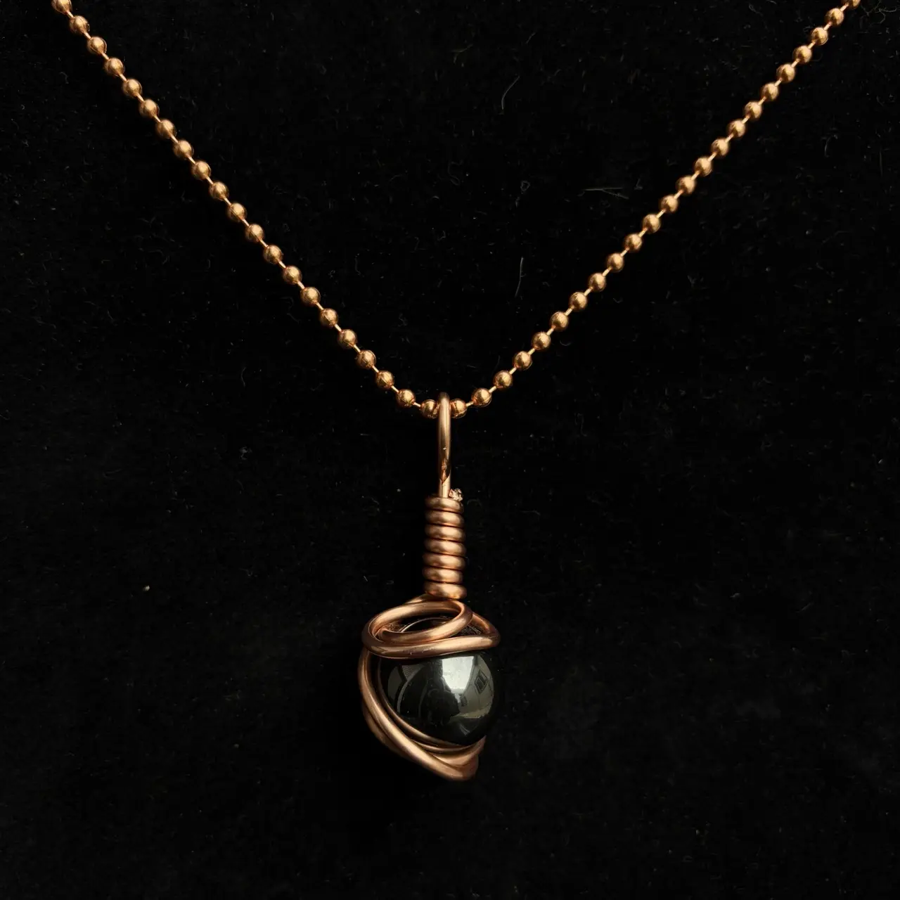 Handmade Magnetic Hematite Copper Pendant & Necklace Set