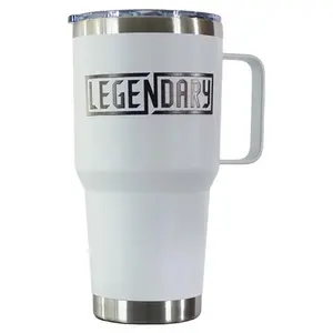Legendary White 30 Oz Travel Cup With Legendary Logo