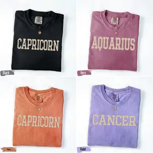 Comfort Colors All 12 Zodiac Minimalist T-Shirt, Star Sign Graphic Tee for Men and Women, Casual Horoscope Outfit, Perfect Gift for Zodiac Lovers, Aries to Pisces Collection- DarkFlex