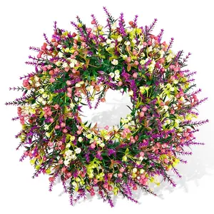 13.7 Inch Artificial Mixed Color Wreath, Home Door Wall Window Decoration, All-Season Universal Decorative Wreath