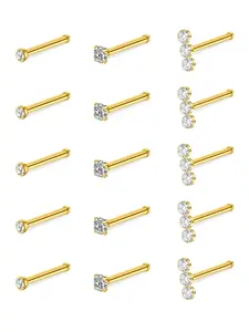 Rhinestone Decorated Nose Studs, 25pcs Artificial Zircon Nose Ring, Body Jewelry for Women & Men, Fashion Trendy Exquisite Jewelry for Party for Gift, Maximalist Jewelry