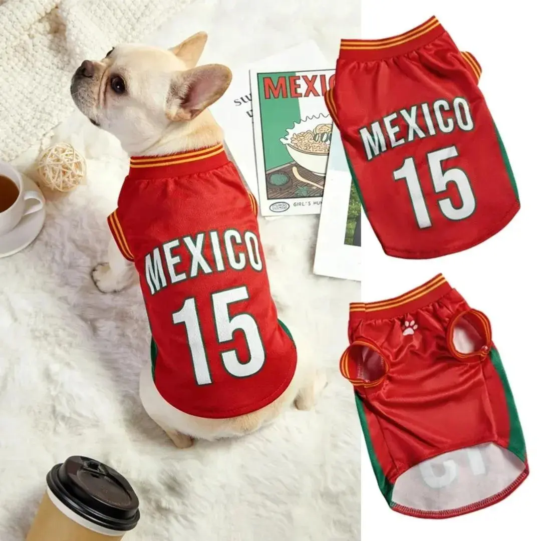 Pet Sports Jersey Shirt for Dogs and Cats, Lightweight Breathable Sleeveless Mesh Puppy Vest, Cute Soccer Style Pet Outfit for Small Medium Pets, Parties, Photos, Walks and Game Day