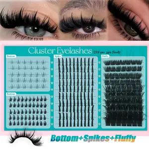 4-in-1 Fluffy Lash Clusters, Long 10–18 mm Lash Spikes D Curl Structure for Lower Eyelashes, Reusable Bottom Lash Clusters, Volume Individual Lashes DIY Spiky Manga Lash Extensions, Thick Mink Strip Lashes, Makeup, Dramatic Volume Eyelash