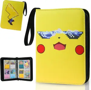 Card Binder for Pokemon Cards, 9-Pocket Portable Card Collector Album Holder Book Fits 720 Cards with 40 Removable Sleeves, Trading Card Binder Display Storage Carrying Case for TCG - Pika