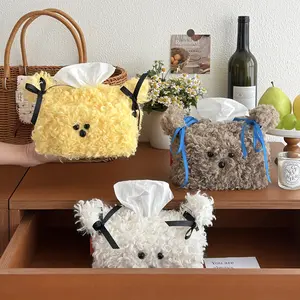 Cute Plush Puppy Tissue Box Creative Tissue Holder Dorm Home Desktop Paper Dispenser Living Room Decor