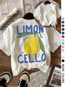 Women's Lemon Print Round Neck Shortsleeve Tee, Casual Short Sleeve T-shirt for Daily Wear, Ladies Sleepwear for All Seasons, Top, Tshirt, Womenswear