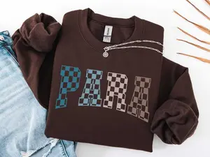 Checkered Para Crewneck & Tee, Paraprofessional Shirt for Teacher Aides, Classroom Support Staff