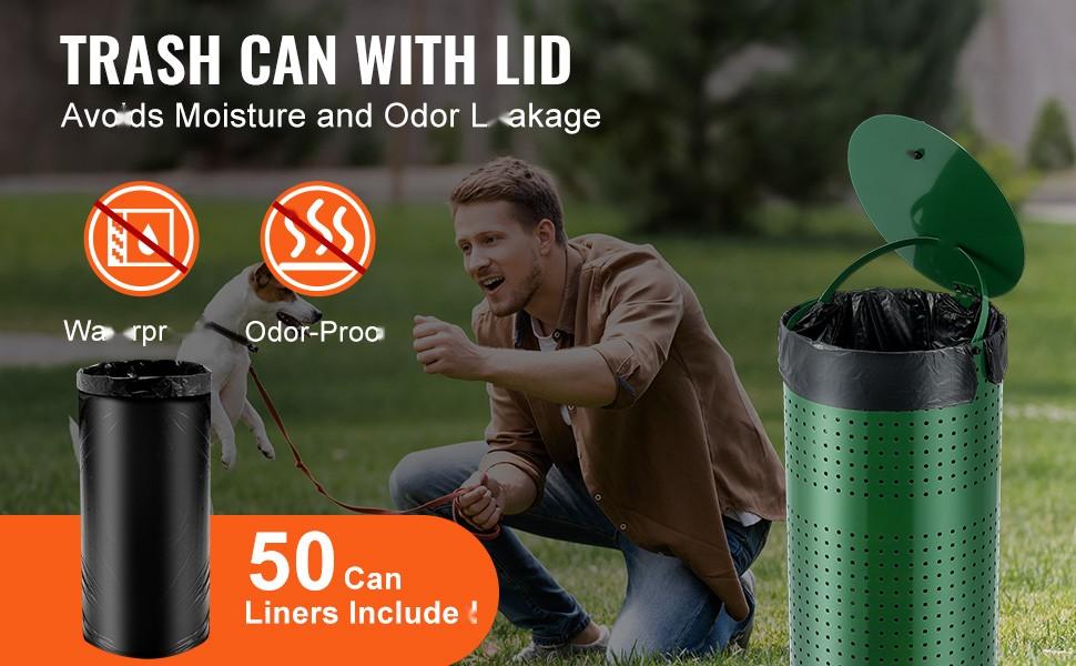 Weather-Resistant Dog Poop Trash Can, 11.5 Gallon Dog Waste Bin With Lid, Outdoor Durable Pet Waste Container For Yard And Garden, Rust-Resistant Construction, Easy-Clean Surface, Secure Lid