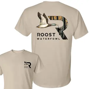Roost Waterfowl T-Shirt - Bold Flying Duck Graphic With Woodland R Logo Design , Perfect For Waterfowl Hunters And Outdoor Enthusiasts , Comfortable Daily Wear , Unisex Style , Rustic Wildlife Design , Ideal Gift For Nature Lovers Top Casual