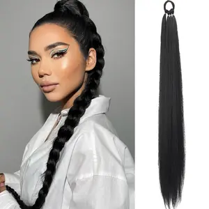 Braid DIY Ponytail Extensions Synthetic with Hair Tie Wrap around Hair Braid Extensions Tail Rubber Band Hair Ring 28 Inch Ombre DUTRIEUX