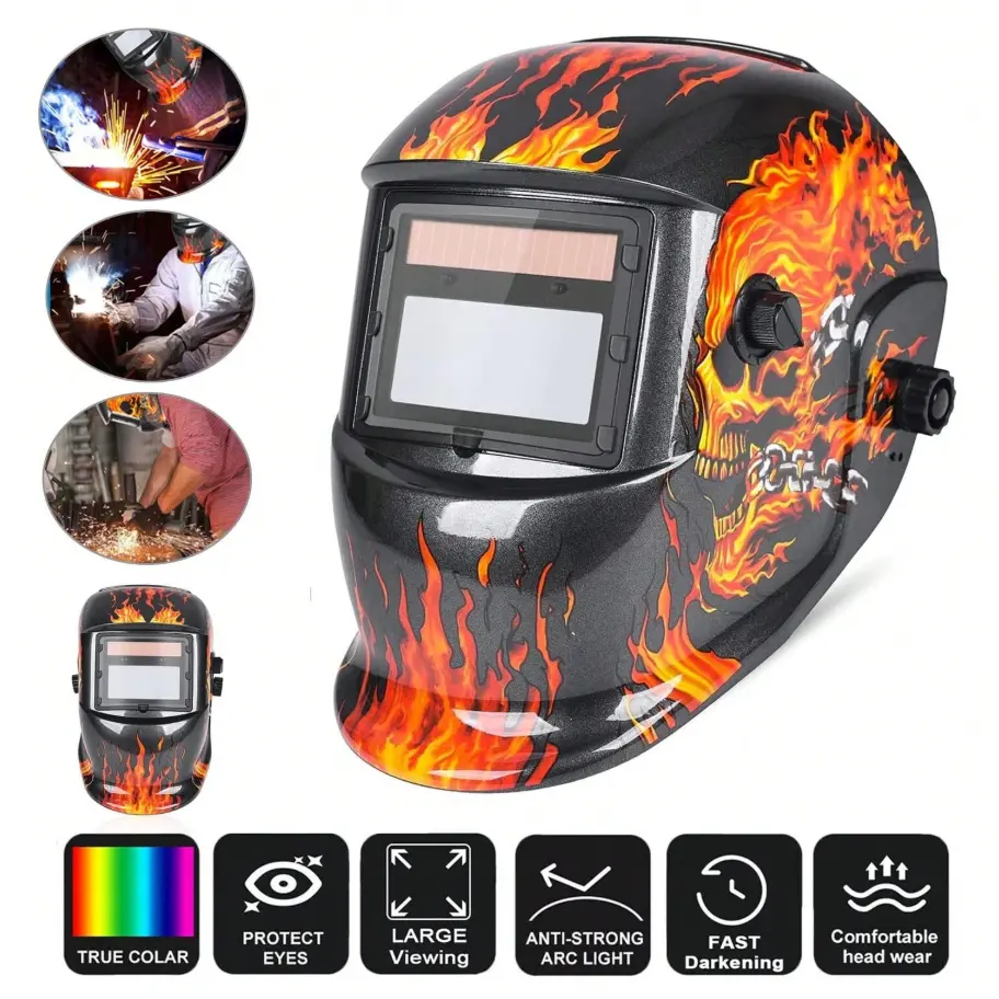 True Color Solar-Powered Auto-Darkening Welding Hood Mask - Safety Insulated, Heat Resistant Protection for Automotive, Industrial Welding & DIY Use, Father's Day Gift Idea