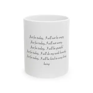 Reiki 5 Principle Mug Ceramic Coffee Drinkware Glossy 11Oz Reusable Washable Tumbler Cup with Inspirational Quotes