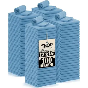 Shop  12x14 Inch, 100 Pack Soft, Absorbent   Rags, Durable and Multipurpose Cleaning Shop Towel for Auto, Garage, Bar, &  Cleaning (Blue)