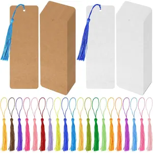40 count  Paper Blank Bookmarks with 40 count Colorful Tassels DIY Craft Blank Cardstock Bookmarks for DIY Art Projects, School , Gifts Tags 5.5x2 inch
