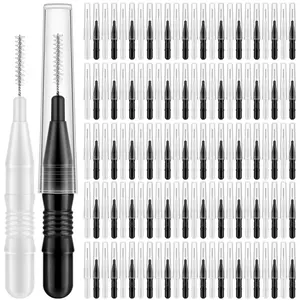 Brow Lamination Brush Supplies - 120Pcs Micro Eyebrow Brush And Comb Spoolies for Eyelash Extensions (Black, White)