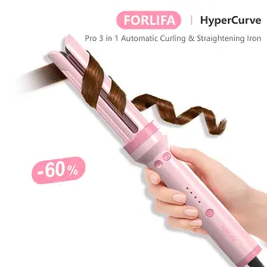 FORLIFA-Pro HyperCurve:3-in-1 Cool Air Automatic Curling & Straightening Iron,5 Min Quick Styling,360° Cooling Airflow,1.1billion Negative Ions,Triple Hair Protect&Burn-Free,Automatic Shut-Off,2-Way Rotation,Anti-Scald,Anti-Tangle,Summervibes
