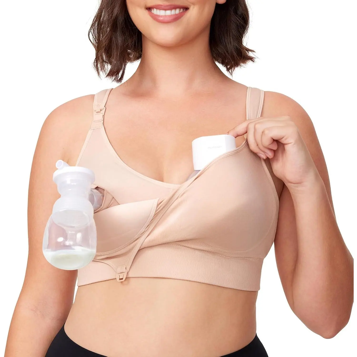 Pumping Bra Hands Free, All-in-One Nursing Bras for Breastfeeding & Pumping, Fixed Padding for Enhanced Shape