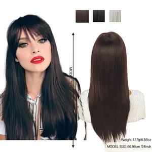 Long Matt white plus light green Wigs for Women,Matt white plus lavender  Wigs with Bangs Layered Shoulder Length Synthetic Wig for Daily Party (24 inch)