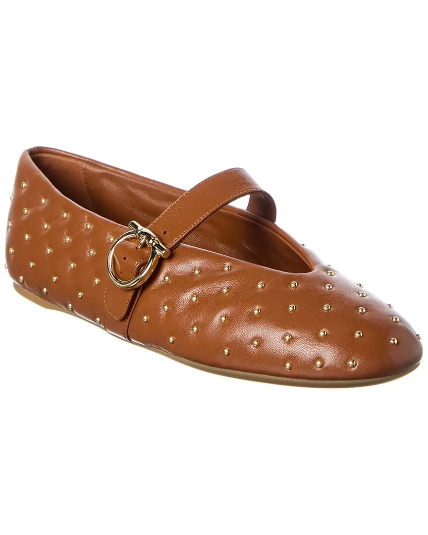 Ferragamo Salvatore Ferragamo Logo Leather Ballet Flat