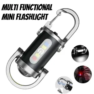 Outdoor & Indoor Super Bright Mini Flashlight Keychain, Portable Rechargeable Type-C USB LED Flashlight, Work Light Keychain, Two-Way Output Keychain With Emergency, Multi-Purpose Backpack Accessory