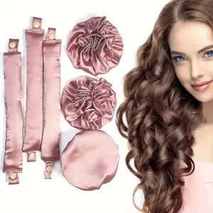 Satin Pillow Soft Non Heat Curler - No curling iron headband for all hair types, sleep in a soft curling iron with a hair cap for easy and long-lasting curls