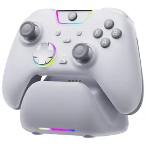 X05Pro  PC Gaming Controller with   Dock - Full Quiet Buttons, -Stage Linear Triggers, 8-Way D-Pad, Programmable Buttons, Hall Effect Joysticks, 1000mAh Long  Life, 1000Hz Polling Rate, Compatible with PC//Android/iOS, White.