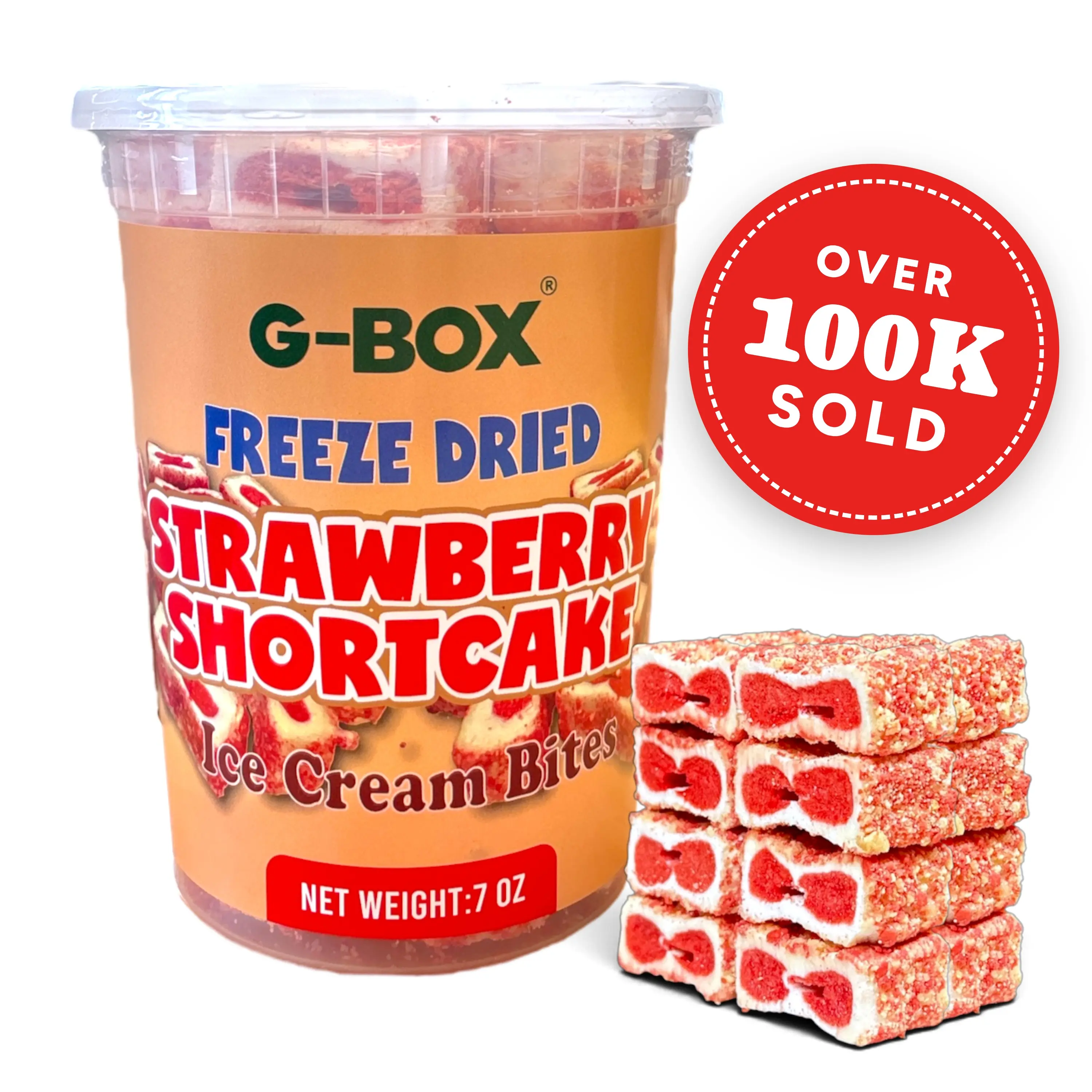 G-BOX Freeze-Dried Dessert Snacks - Crunchy Freeze-Dried Twist, Strawberry Shortcake & Chocolate Eclair Flavors, Air-Tight Sealed Deli Container, Food and Snacks with Red 40 & Citric Acid, Ideal for Camping, Adult Snacks