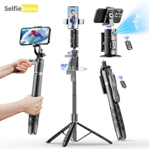 SELFIESHOW 360-Degree Intelligent Face Tracking Gimbal, Smart Gesture Recognition Selfie Stick with Remote Tripod & Fill Light, Selfie Accessories for iOS & Android, Phone