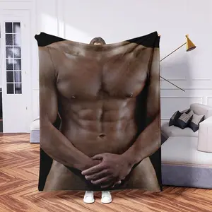 1Pc Funny Muscle Show-Off Flannel Fleece Blanket–Soft&Warm Plush Blanket For Sofa, Bed, Office, Camping – Cozy Blanket For Kids, Fans & Adults – Ideal For Home DéCor, Outdoor Use, Travel, Christmas New Year Gift