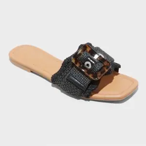 Universal Thread Women's Chrissy Slide Sandals with Memory Foam Insole - Flipflop Style, Comfortable Fit, Ideal for Everyday Wear - Girl chinese wild pair rene caovilla vsco Pointed