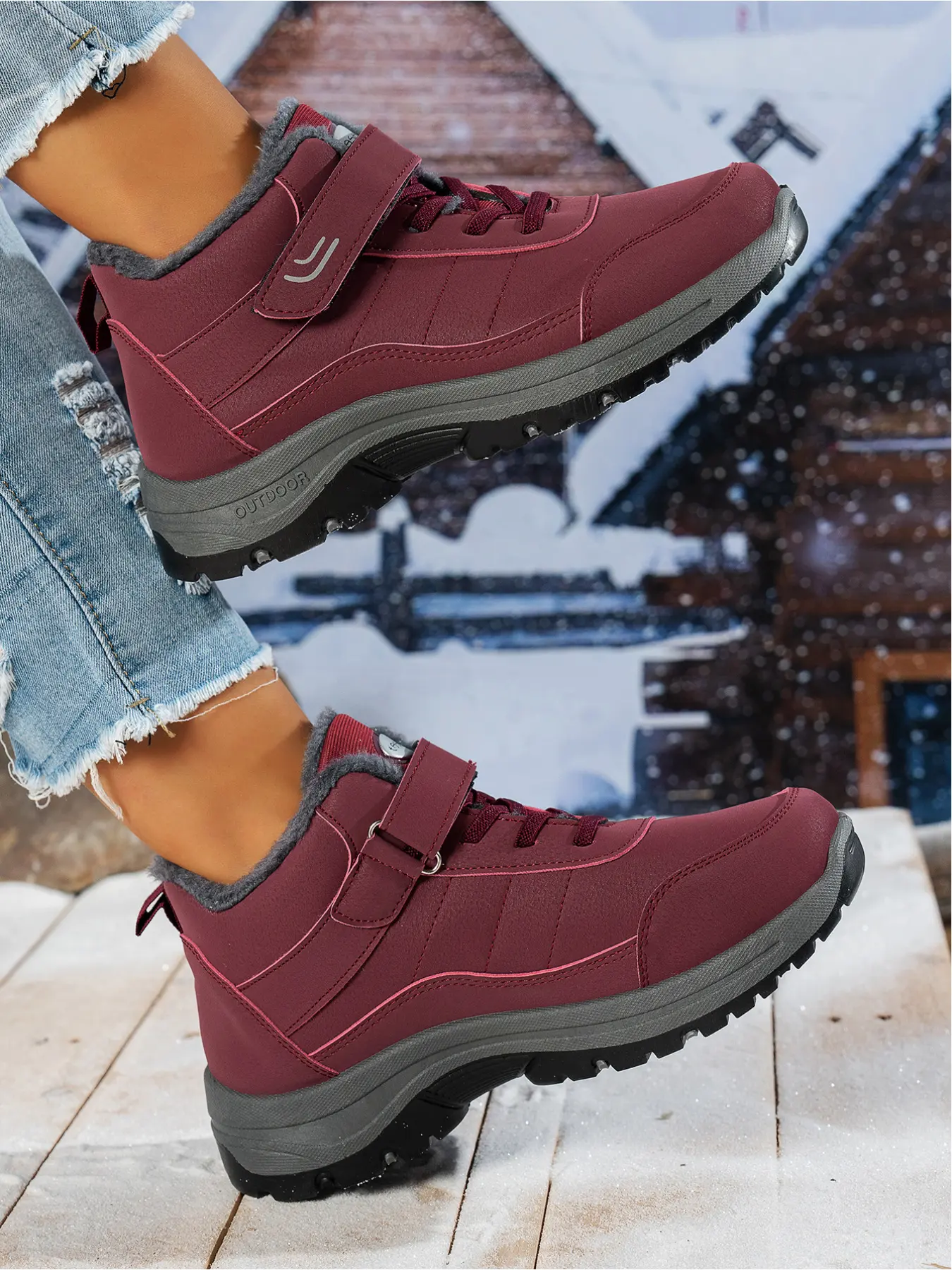 Winter snow boots with plush and thick anti slip snow boots, wide last, waterproof and walking cotton boots, Velcro, Slip Resistant Boots, Trudge Boots, Boots Shoes