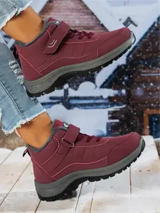 Winter snow boots with plush and thick anti slip snow boots, wide last, waterproof and walking cotton boots, Velcro, Slip Resistant Boots