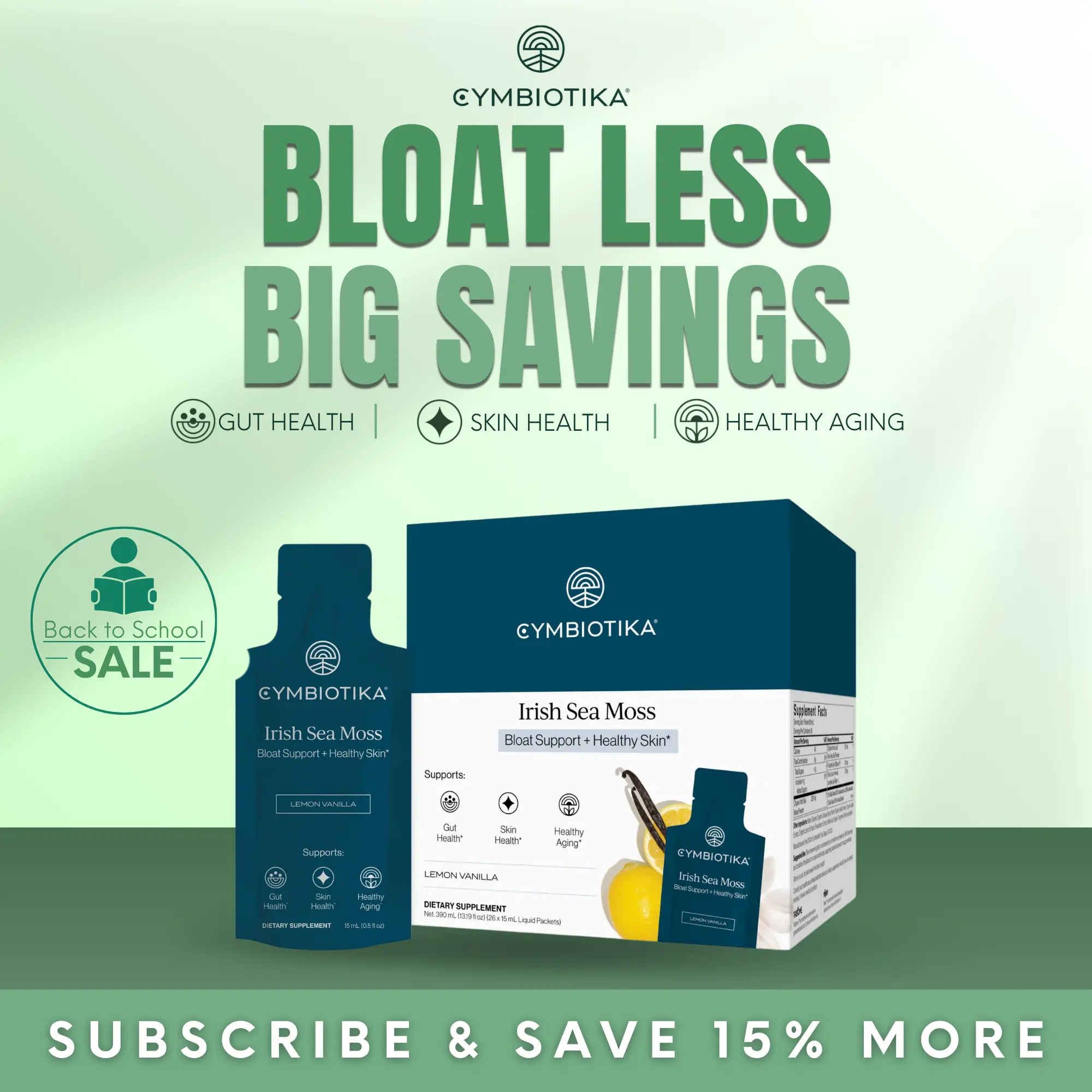 Irish Sea Moss | 26 Packets | Gut Health, Radiant Skin & Thyroid Support | Reduce Bloat & Hormonal Balance | Cellular Energy & Healthy Aging | with Aloe, Tribiome & Rējen | No Gel, No Refrigeration | Plant-Based | Third-Party Tested