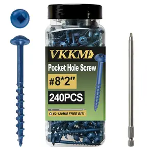 Pocket Hole Screw, Wood Screw with Screwdriver Bit, Coated Pocket Hole Screw, Coarse Thread, Washer Head with Square Drive, Drive Bit Included