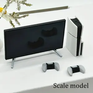 Miniature Ps Game Console Model, Realistic TV Model, Dollhouse Television Decoration, Micro Scene Decor, Play House Props, Office Desk Ornament