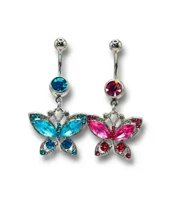 Princess and Pauper Butterfly Belly Piercing-Available in Pink or Blue  navel ring fashionable body jewelry