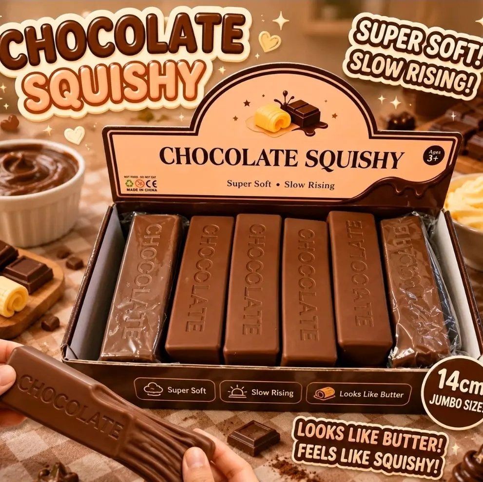 3pc  Chocolate Squishy Butter Toy, Soft Stress Relief Fidget Item for Kids, Small Handheld Sensory Tool Dessert