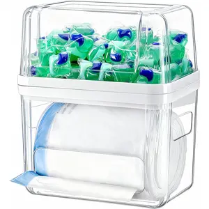 iCASA Trash Bag Dispenser and Dishwasher Pod Organizer, 3 in 1 Dish Pod and Trash Bag Holder Large Garbage Bag Dispenser, Laundry Detergent Pods & Tabs Container Kitchen Under Sink Organizer