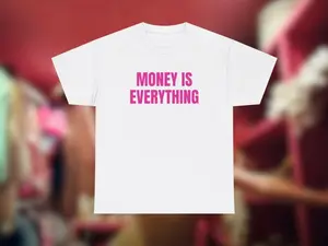 [Sale off up to 50%] Money Is Everything Addison Inspired Unisex T-Shirt Tee, Rae, Pink, Aquamarine, Headphones On, High Fashion, Pop Culture, Gifts For Fans