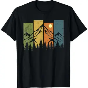 Retro Wildlife Forest Nature Trees Outdoors Mountains Hiking T-Shirt