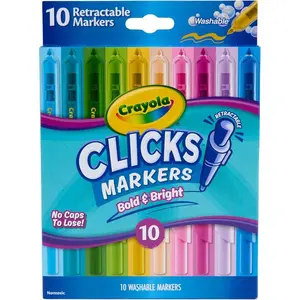 Clicks Retractable Markers - Bold (10ct), No Dry Washable Markers for Kids & Toddlers, Stocking Stuffers, Gifts for Grandkids
