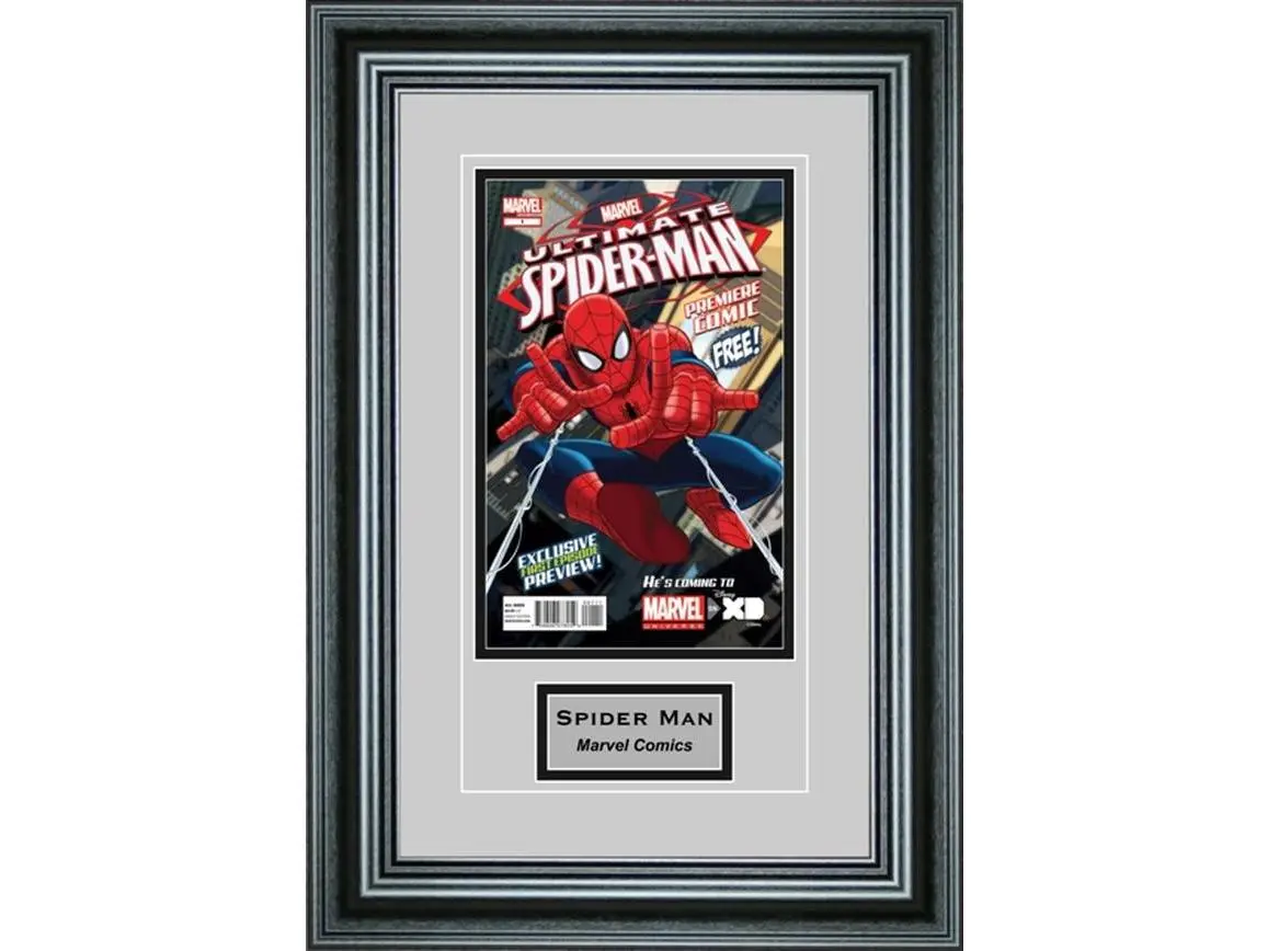 Perfect Cases SCMCENG-PM Single Comic Book Frame - Premium Moulding, Engraved, Photo Display Glass, Mat, Wall Mount, Easy Install for Home Decor (Ideal for Comic Book Lovers)