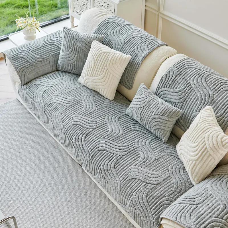 Bepatio 1 Count Jacquard Sofa Cover 1-4 Seat, Solid Color Ultra Soft Slipcover for Stain, Pet Hair & Dustproof, Machine Washable Anti-Slip Bench Couch Cover, Pet Friendly Sofa Towel Mat for Living Room, Dormitory, Hotol