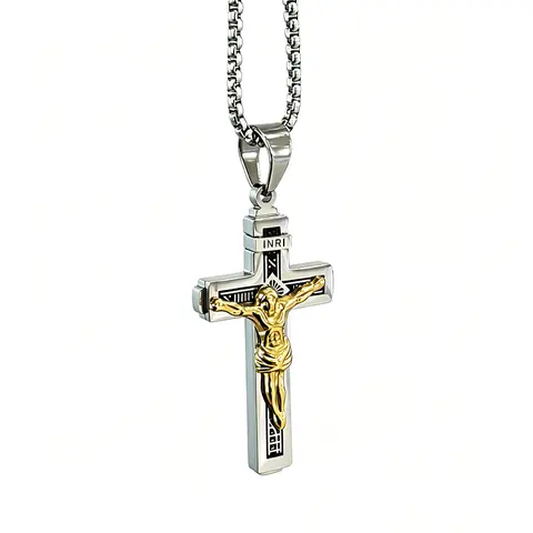 Stainless Steel Men's Faith Cross Necklace - Minimalist with Inscriptions, Durable Everyday Accessory | Halo Accessories