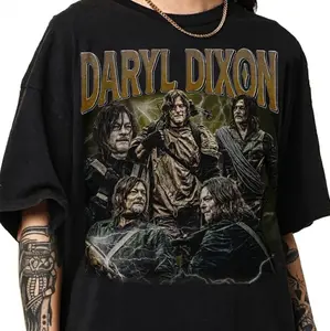 Vintage 90s Graphic Style Daryl Dixon T-shirt, The Walking Dead Movie Shirt, Unisex Vintage Graphic Tees Y2k Womenswear Top
