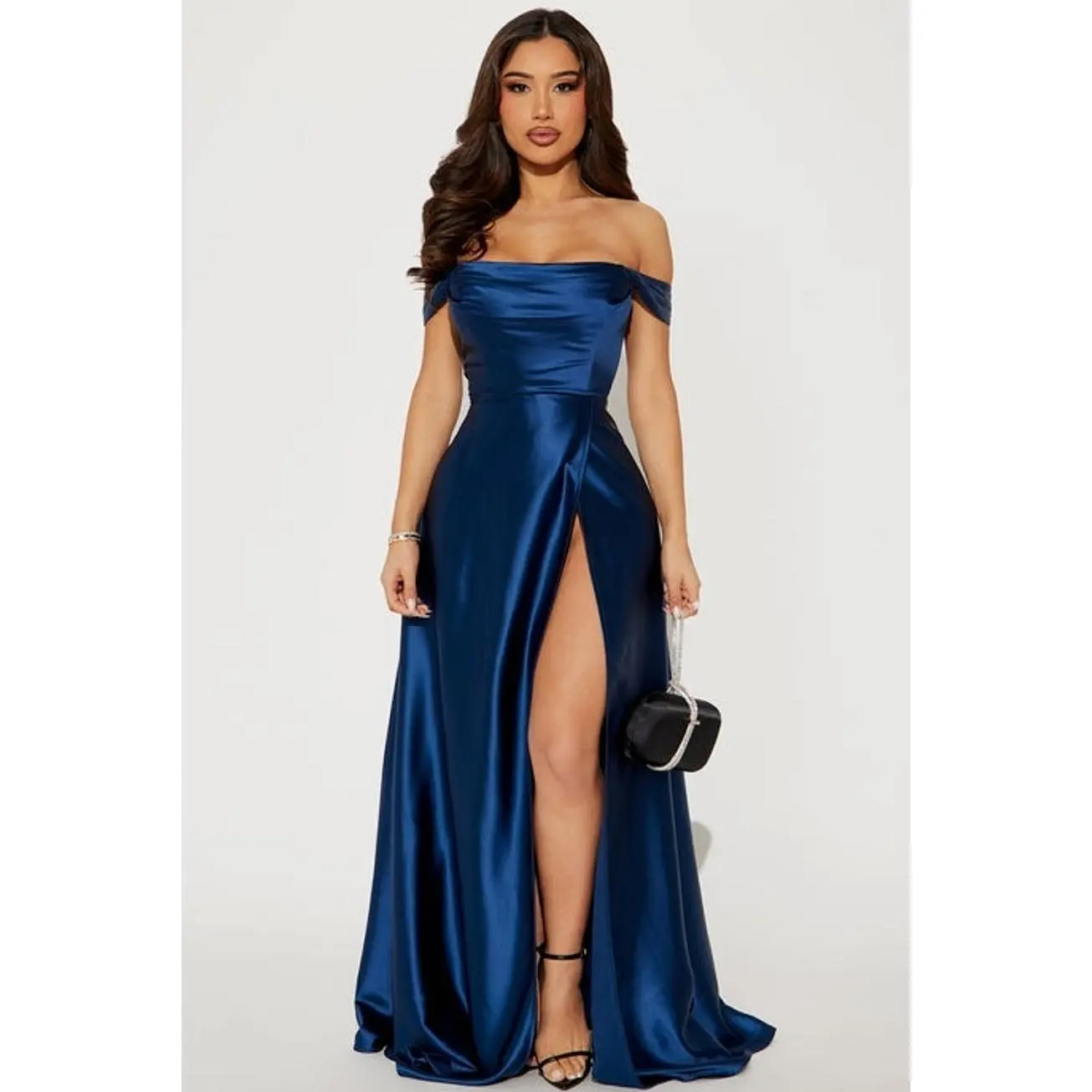 Rosalee Satin Gown - Navy