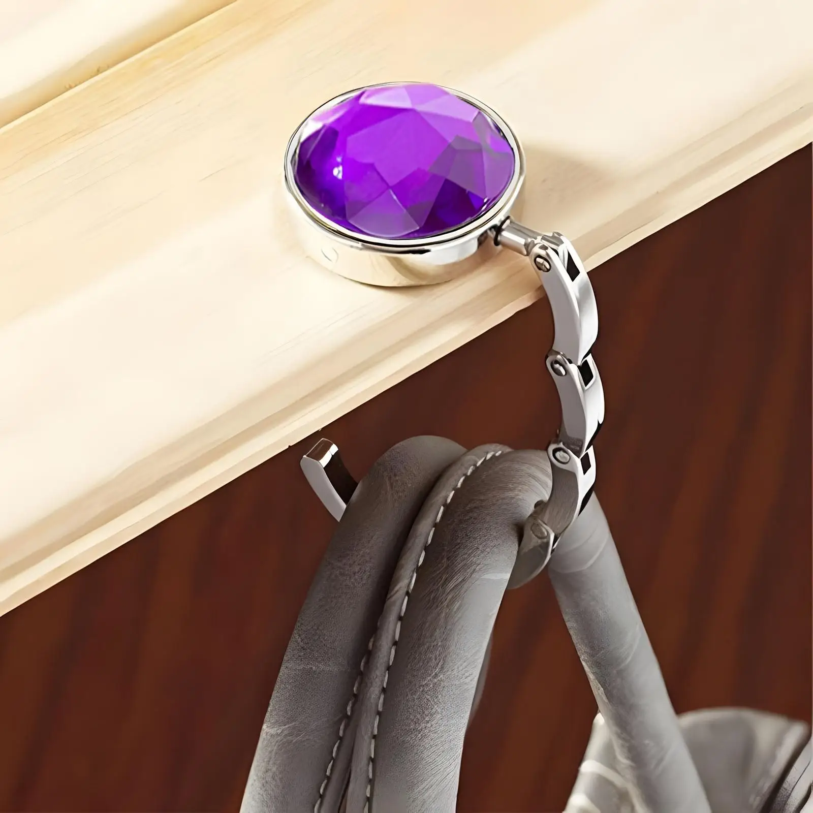 Foldable Handbag Hanger, 1 Count Compact Portable Adjustable Rotatable Desktop Holder Hook for Cafe and Library, Home Organizer, Household Items