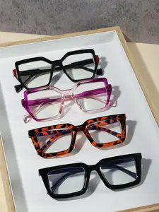 Unisex Boho Style Tortoiseshell & Plain Color Eyeglasses, Trendy Casual Eyeglasses for Everyday Use, Fashion Accessories for Outdoor Activities