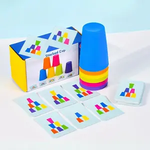 Stacking Cups Game, 1 Set Color Sorting Cognitive Training Stacking Cups, Puzzle Competitive Stacking Cups, Parent-child Interactive Toys