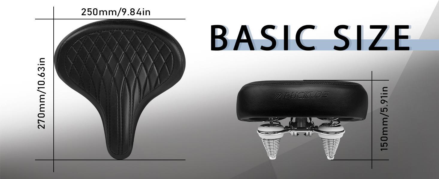 BUCKLOS Bike Seat for Comfort Men Women Wide Bicycle Seats Large Bike Saddle for Ebike Beach Cruiser Peloton Stationary Bike Ergonomic Gel Foam Bicycle Seat suitable for city, mountain, and road bikes ebike parts ride ebikemod